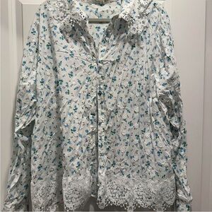 For love and lemons Floral Lace Trim Women's Top size m